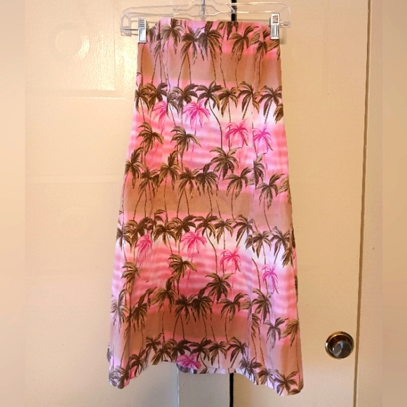 Robin Jordan Dresses & Skirts - ROBIN JORDAN Strapless Pink Palm Tree Beach Mini Dress Y2K Spring Summer- Size 6